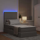 LED opbevarings seng med madras Gråbrun 90 x 190 cm Stof