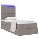 LED opbevarings seng med madras Gråbrun 90 x 190 cm Stof