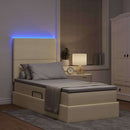 LED opbevarings seng med madras Creme 90 x 200 cm Stof