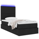 LED opbevarings seng med madras Sort 100 x 200 cm Stof