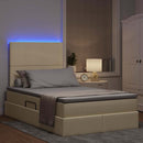 LED opbevarings seng med madras Cremefarvet 120 x 190 cm Stof