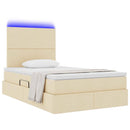 LED opbevarings seng med madras Creme 120 x 200 cm Stof