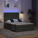 LED opbevarings seng med madras Mørkegrå 140 x 190 cm Stof