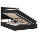 LED opbevarings seng med madras Sort 140 x 190 cm Stof