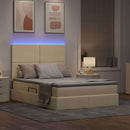 LED opbevarings seng med madras Creme 140 x 190 cm Stof