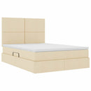 LED opbevarings seng med madras Creme 140 x 190 cm Stof