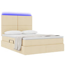 LED opbevarings seng med madras Creme 140 x 200 cm Stof