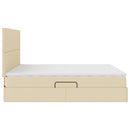 LED opbevarings seng med madras Creme 160 x 200 cm Stof