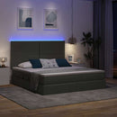 LED opbevarings seng med madras Mørkegrå 180 x 200 cm Stof