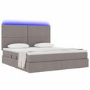 LED opbevarings seng med madras Gråbrun 180 x 200 cm Stof