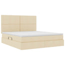 LED opbevarings seng med madras Creme 180 x 200 cm Stof