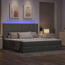 LED opbevarings seng med madras Lysegrå 200 x 200 cm Stof