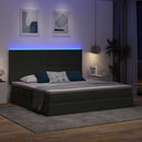 LED opbevarings seng med madras Mørkegrå 200 x 200 cm Stof