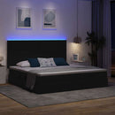 LED opbevarings seng med madras Sort 200 x 200 cm Stof