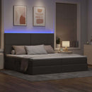 LED opbevarings seng med madras Gråbrun 200 x 200 cm Stof