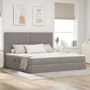 LED opbevarings seng med madras Gråbrun 200 x 200 cm Stof