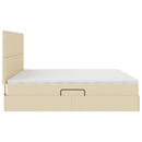 LED opbevarings seng med madras Creme 200 x 200 cm Stof