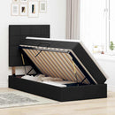 LED opbevarings seng med madras Sort 90 x 190 cm Stof