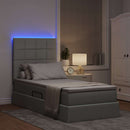 LED opbevarings seng med madras Lysegrå 100 x 200 cm Stof