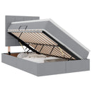 LED opbevarings seng med madras Lysegrå 120 x 190 cm Stof