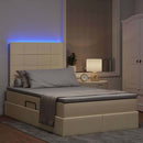 LED opbevarings seng med madras Cremefarvet 120 x 190 cm Stof