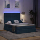 LED opbevarings seng med madras Blå 140 x 190 cm Stof