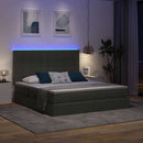LED opbevarings seng med madras Mørkegrå 160 x 200 cm Stof