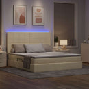 LED opbevarings seng med madras Creme 160 x 200 cm Stof