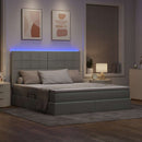 LED opbevarings seng med madras Lysegrå 180 x 200 cm Stof