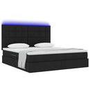 LED opbevarings seng med madras Sort 180 x 200 cm Stof