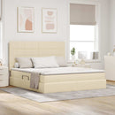 LED opbevarings seng med madras Creme 180 x 200 cm Stof