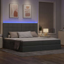 LED opbevarings seng med madras Lysegrå 200 x 200 cm Stof