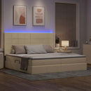 LED opbevarings seng med madras Creme 200 x 200 cm Stof