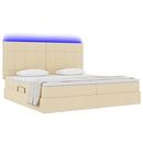 LED opbevarings seng med madras Creme 200 x 200 cm Stof