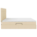 LED opbevarings seng med madras Creme 200 x 200 cm Stof
