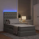 LED opbevarings seng med madras Lysegrå 90 x 190 cm Stof