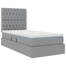 LED opbevarings seng med madras Lysegrå 90 x 190 cm Stof