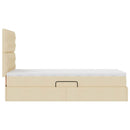 LED opbevarings seng med madras Creme 90 x 190 cm Stof