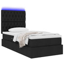 LED opbevarings seng med madras Sort 90 x 200 cm Stof