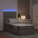 LED opbevarings seng med madras Gråbrun 90 x 200 cm Stof