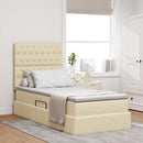 LED opbevarings seng med madras Creme 90 x 200 cm Stof
