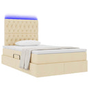LED opbevarings seng med madras Creme 120 x 200 cm Stof