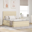 LED opbevarings seng med madras Creme 140 x 190 cm Stof