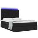 LED opbevarings seng med madras Sort 140 x 200 cm Stof