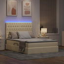 LED opbevarings seng med madras Creme 140 x 200 cm Stof