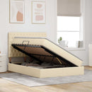 LED opbevarings seng med madras Creme 140 x 200 cm Stof