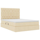 LED opbevarings seng med madras Creme 140 x 200 cm Stof