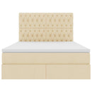 LED opbevarings seng med madras Creme 140 x 200 cm Stof