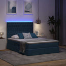 LED opbevarings seng med madras Blå 140 x 200 cm Stof