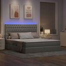 LED opbevarings seng med madras Lysegrå 160 x 200 cm Stof